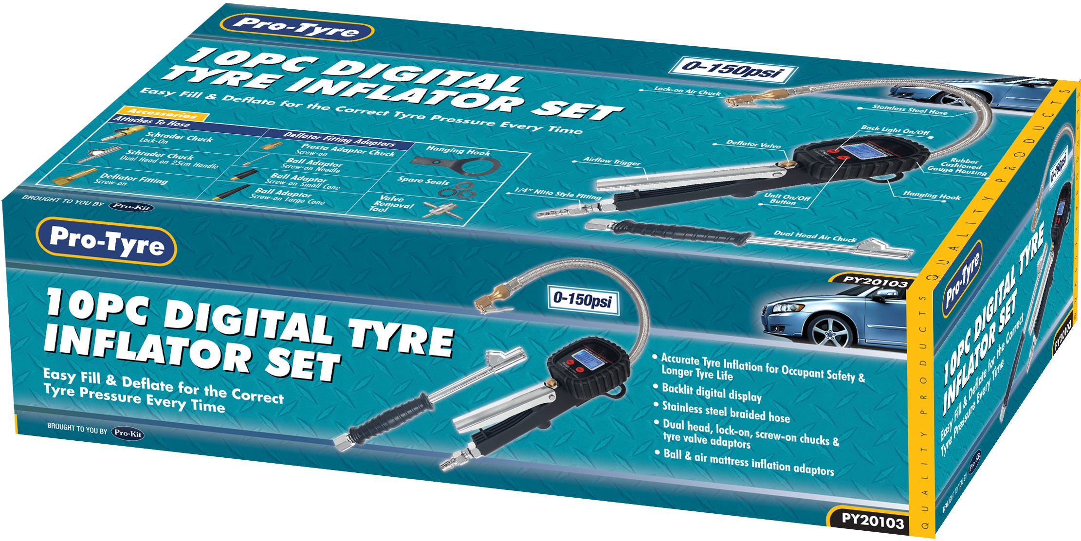 10PC DIGITAL TYRE INFLATOR SET