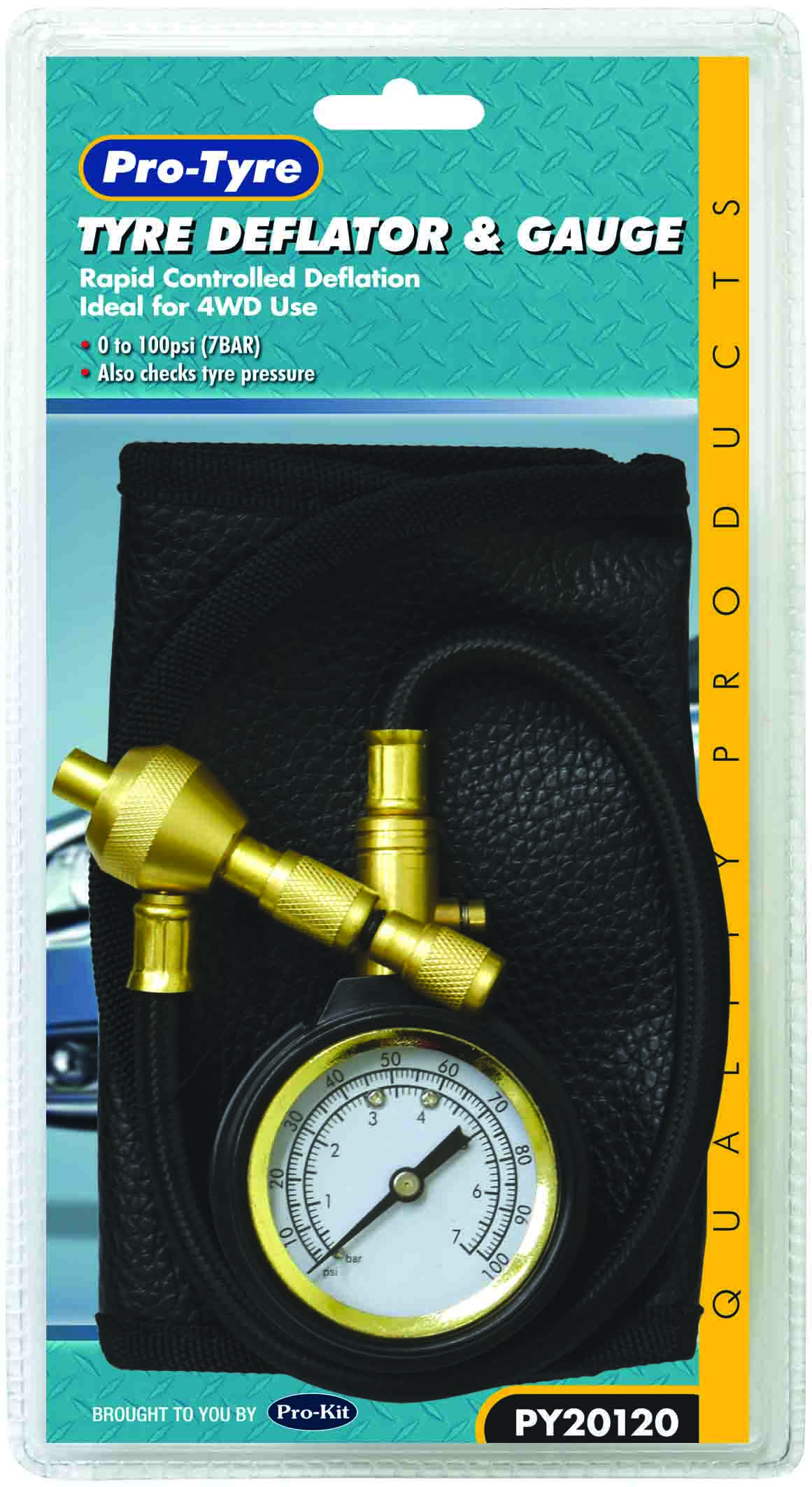 TYRE DEFLATOR – WITH GAUGE LEATHER STORAGE POUCH