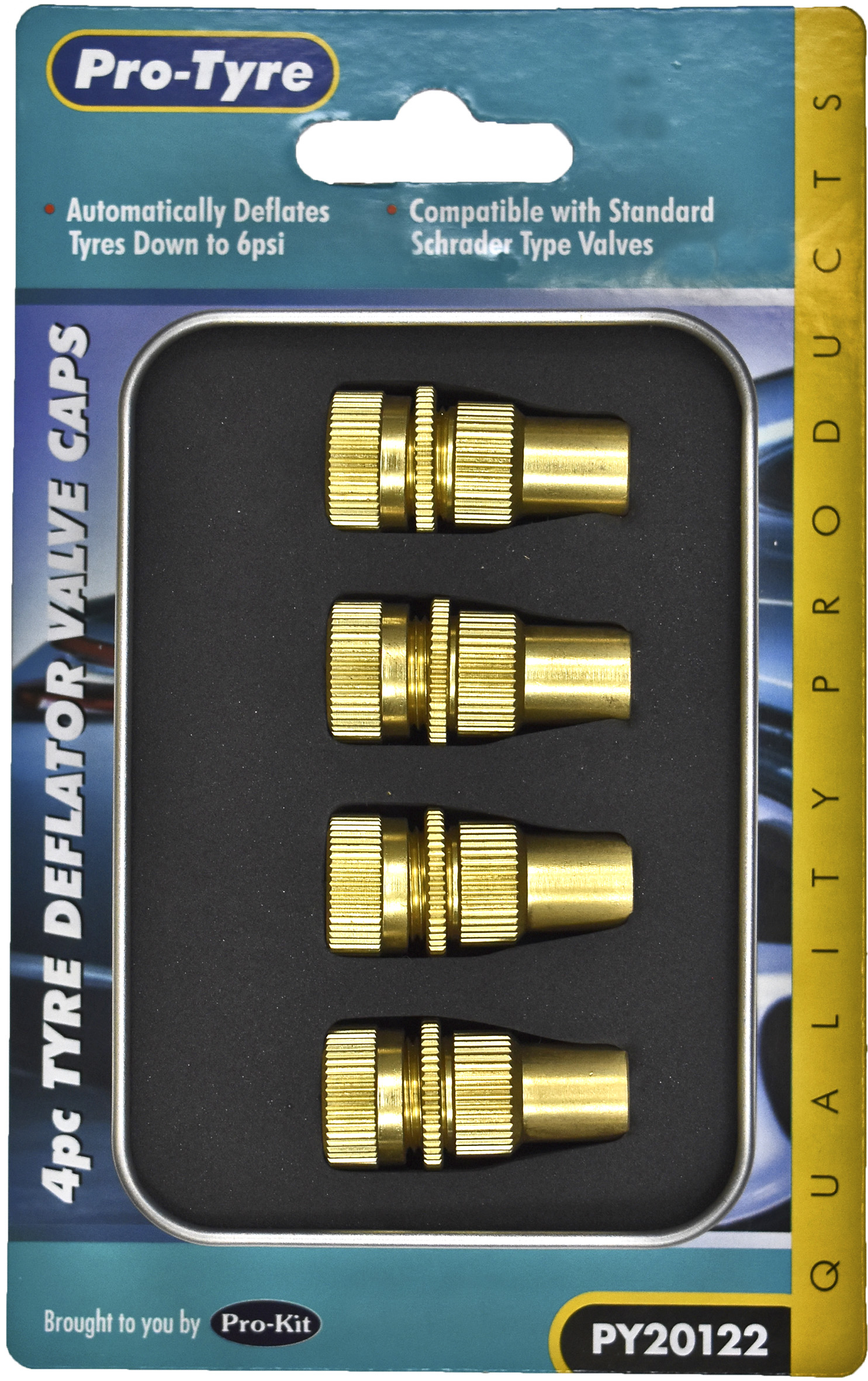 4pc TYRE DEFLATOR VALVE CAPS