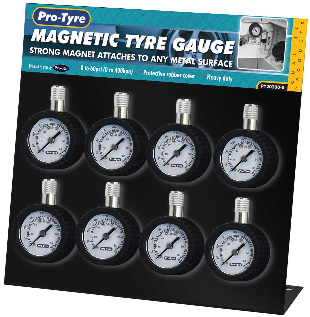 MAGNETIC DIAL TYRE GAUGE – 8pc WITH POS DISPLAY