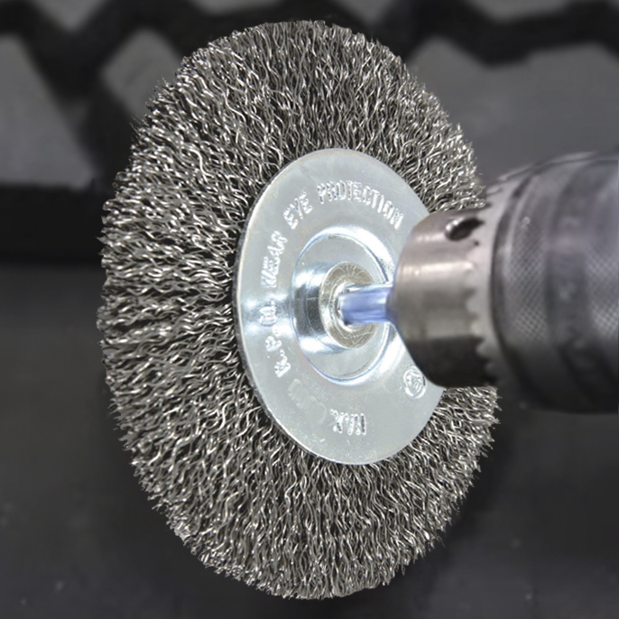 50mm Flat Wire Wheel Brush with 1/4” Drill Adaptor Shaft