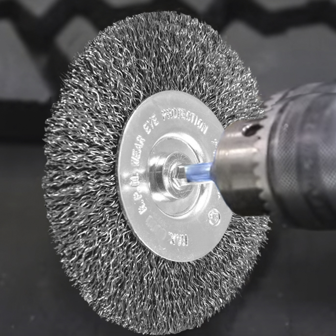 50mm Fine Wheel Brush with 1/4” Drill Adaptor Shaft