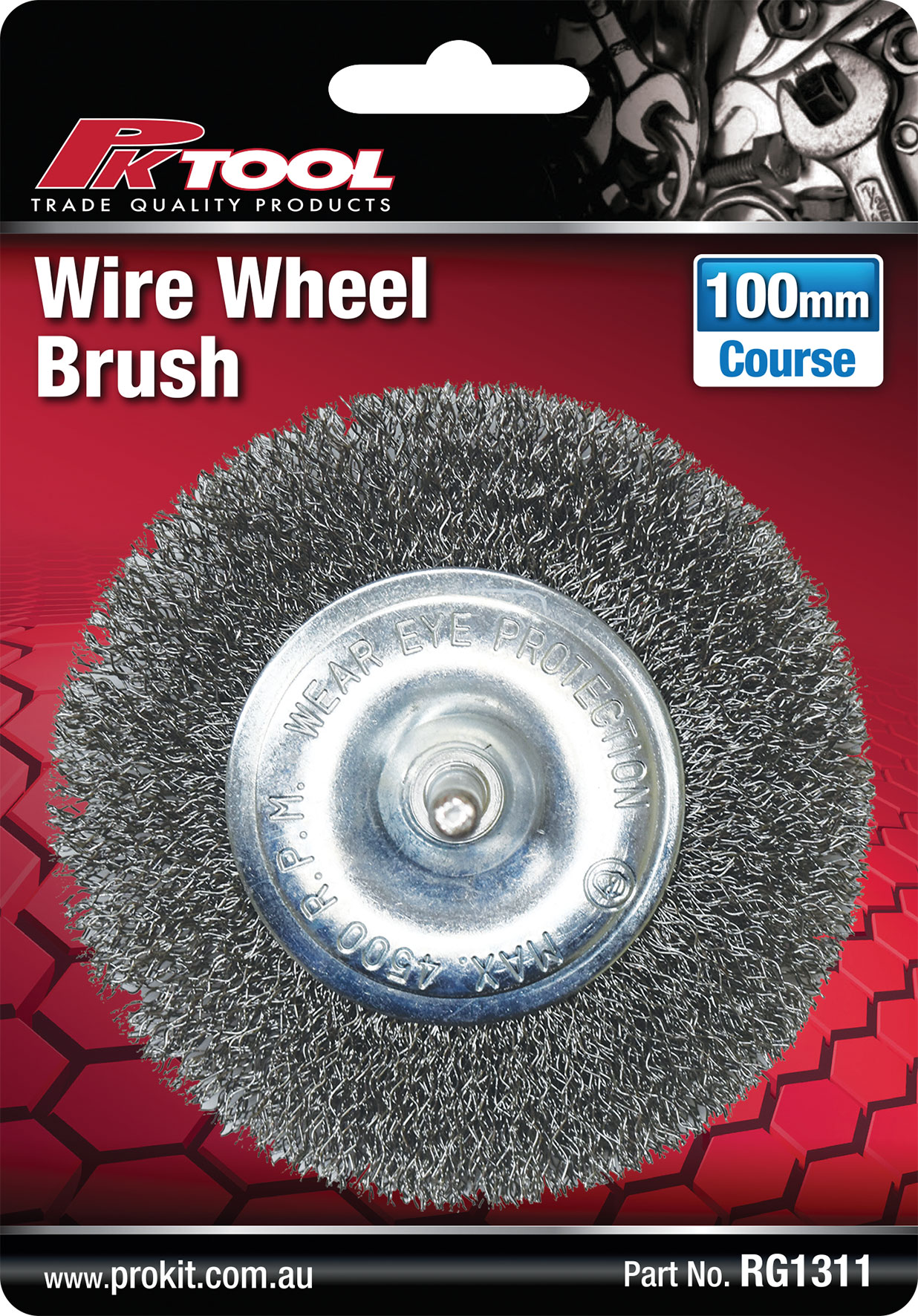 100mm Flat Wire Wheel Brush with 1/4” Drill Adaptor Shaft