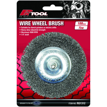 100mm Fine Wheel Brush with 1/4” Drill Adaptor Shaft
