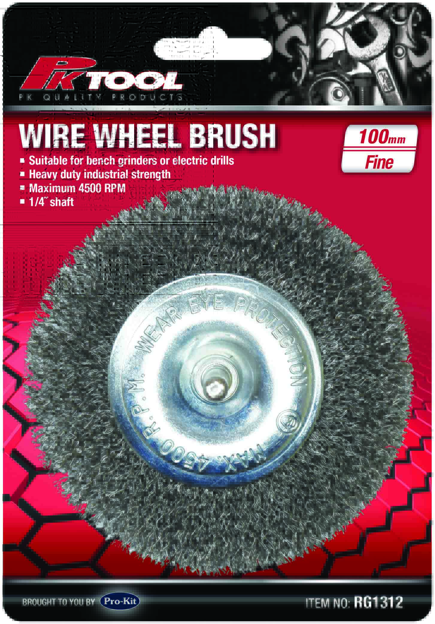 100mm Fine Wheel Brush with 1/4” Drill Adaptor Shaft