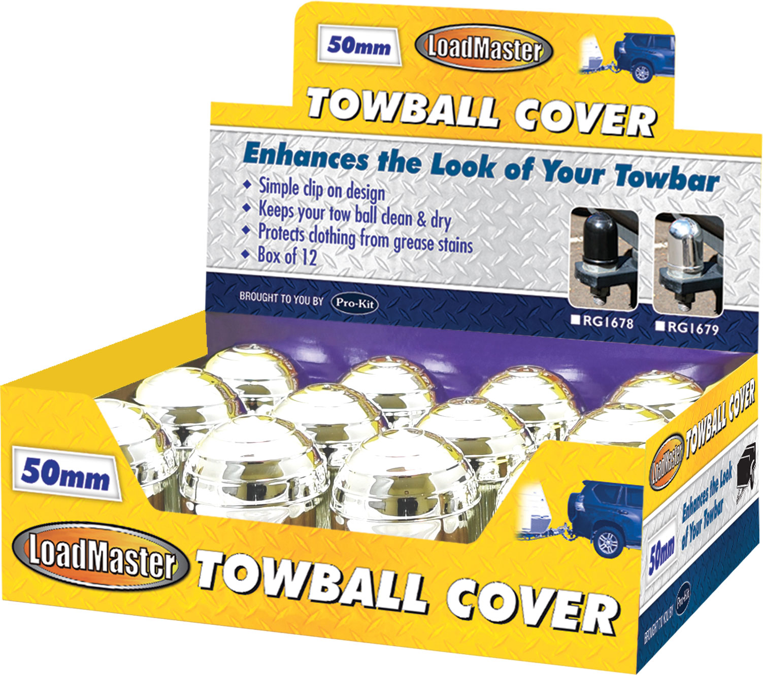 12pc Chrome Tow Ball Cover with POS Display Box