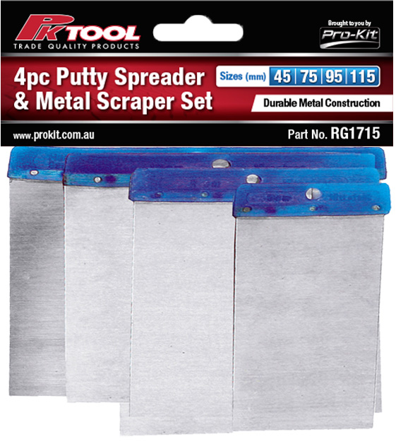 4pc Putty Spreader & Metal Scraper Set