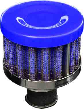Performance Re-Usable Breather Filter Blue Top/Blue Filter/Chrome Base 12mm Neck