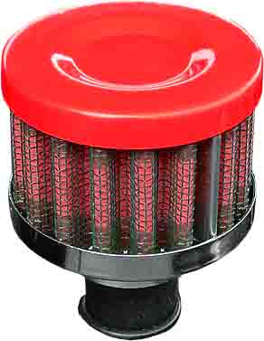 Performance Re-Usable Breather Filter Red Top/Red Filter/Chrome Base 12mm Neck