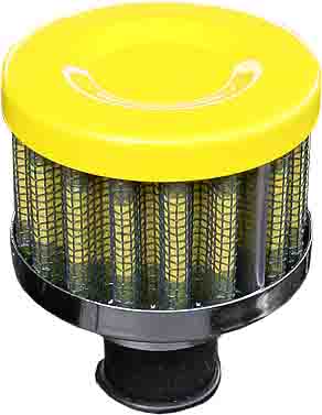 Performance Re-Usable Breather Filter Yellow Top/Yellow Filter/Chrome Base 12mm Neck