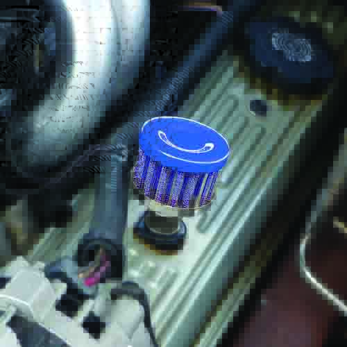 Performance Re-Usable Breather Filter Blue Top/Blue Filter/Chrome Base 9mm Neck