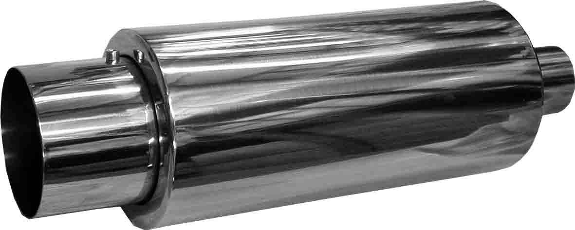 MUFFLER – SINGLE OUTLET STAINLESS STEEL – 460MM LONG, 140 WIDE