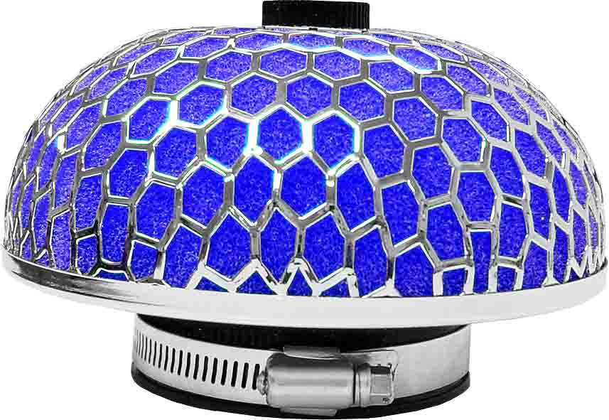 High Performance Re-Usable Retro Style Sponge Air Filter – Blue & Chrome