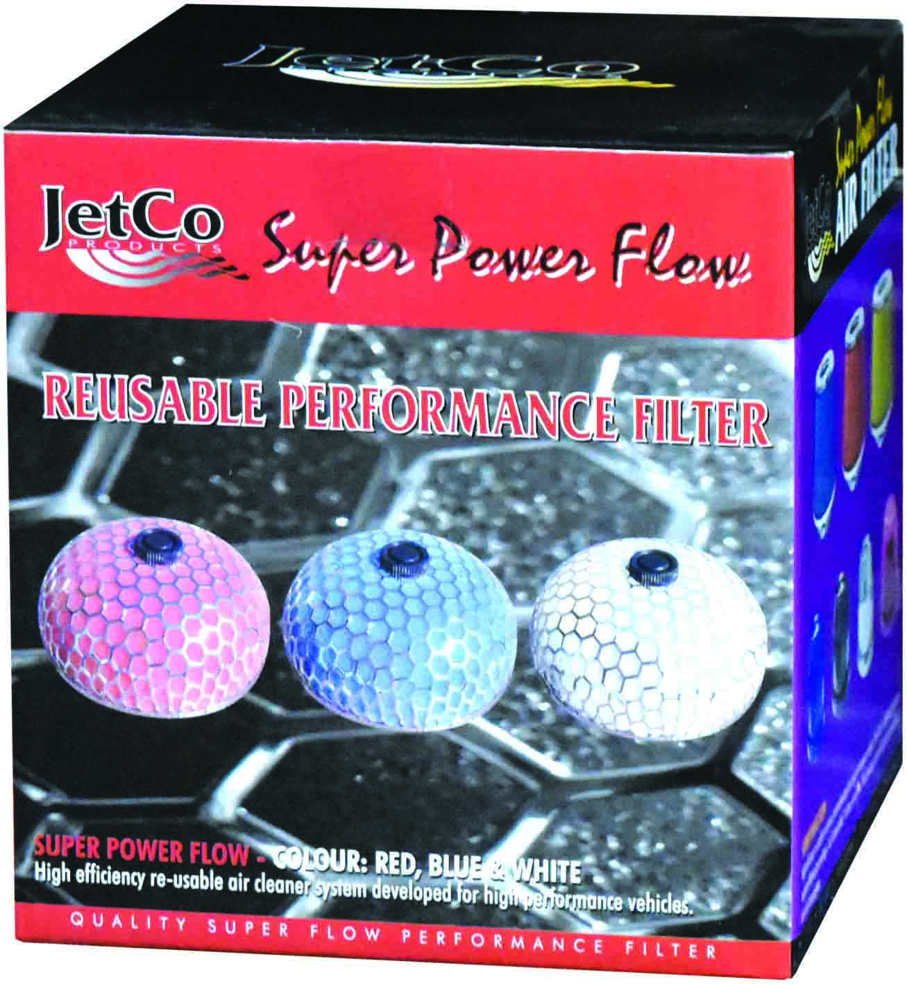 High Performance Re-Usable Retro Style Sponge Air Filter – Blue & Chrome