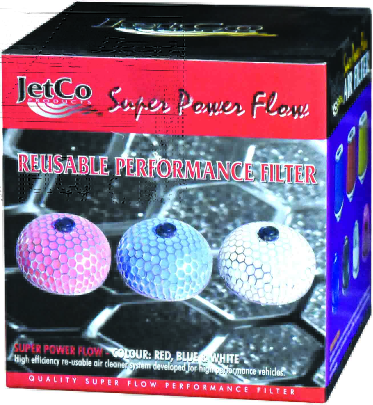 High Performance Re-Usable Retro Style Sponge Air Filter – Red & Chrome