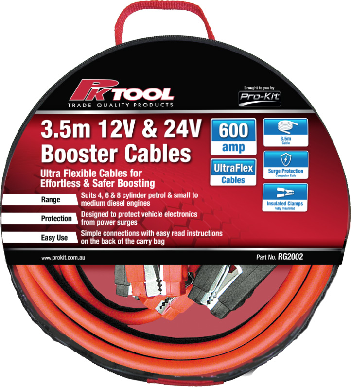 3.5m 12/24V Booster Cables 600amp