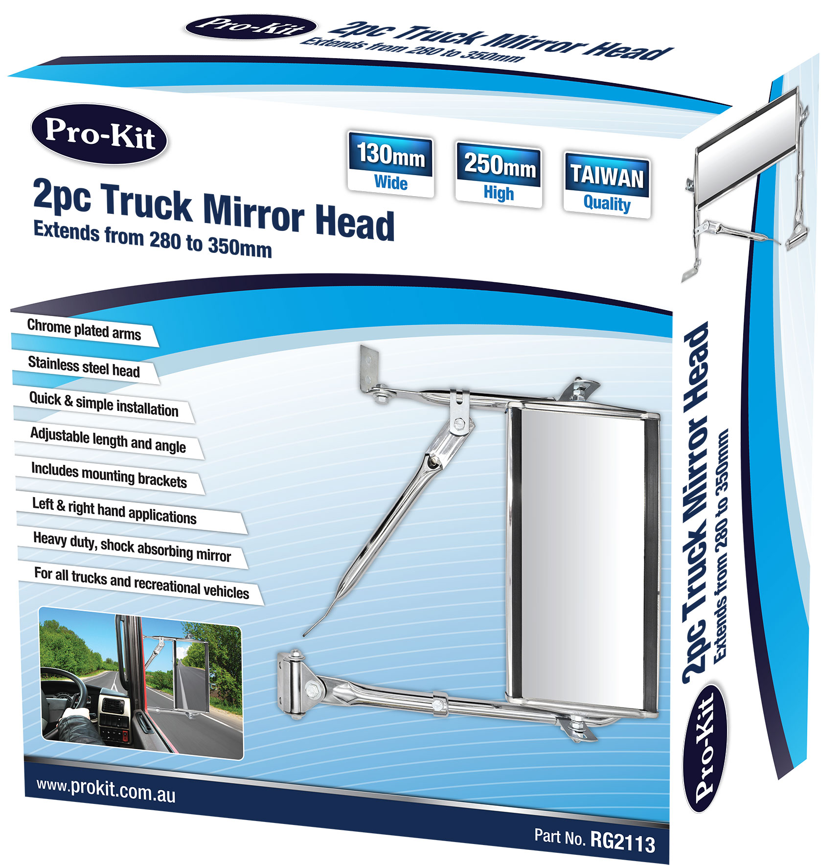 MIRROR – 2pc 127X254MM (5”X10”) TRUCK WEST COAST