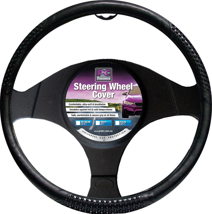 40cm Black PVC with Massage Steering Wheel Cover