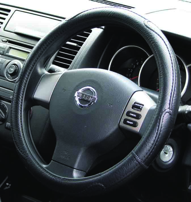 40cm Dark Gray, Rough Leather Look Steering Wheel Cover