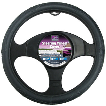 38cm Gray, Rough Leather Look Steering Wheel Cover