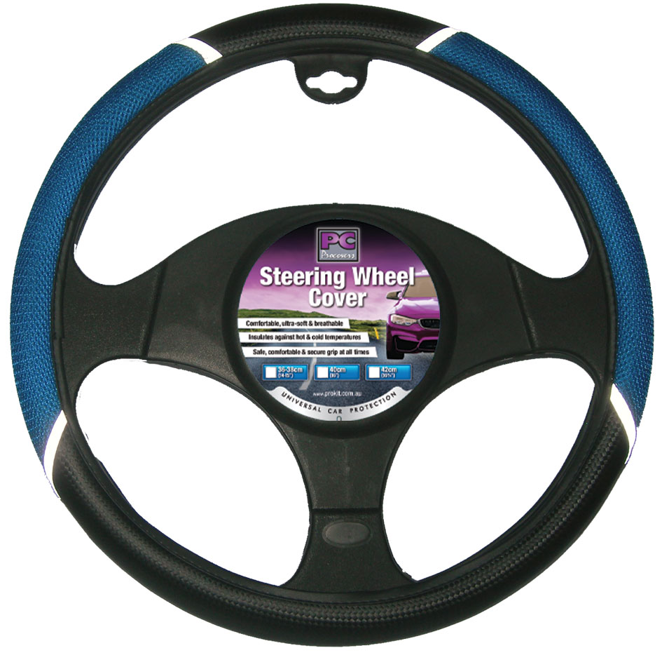 38cm Blue, Breathe Free & Anti-Slip Steering Wheel Cover