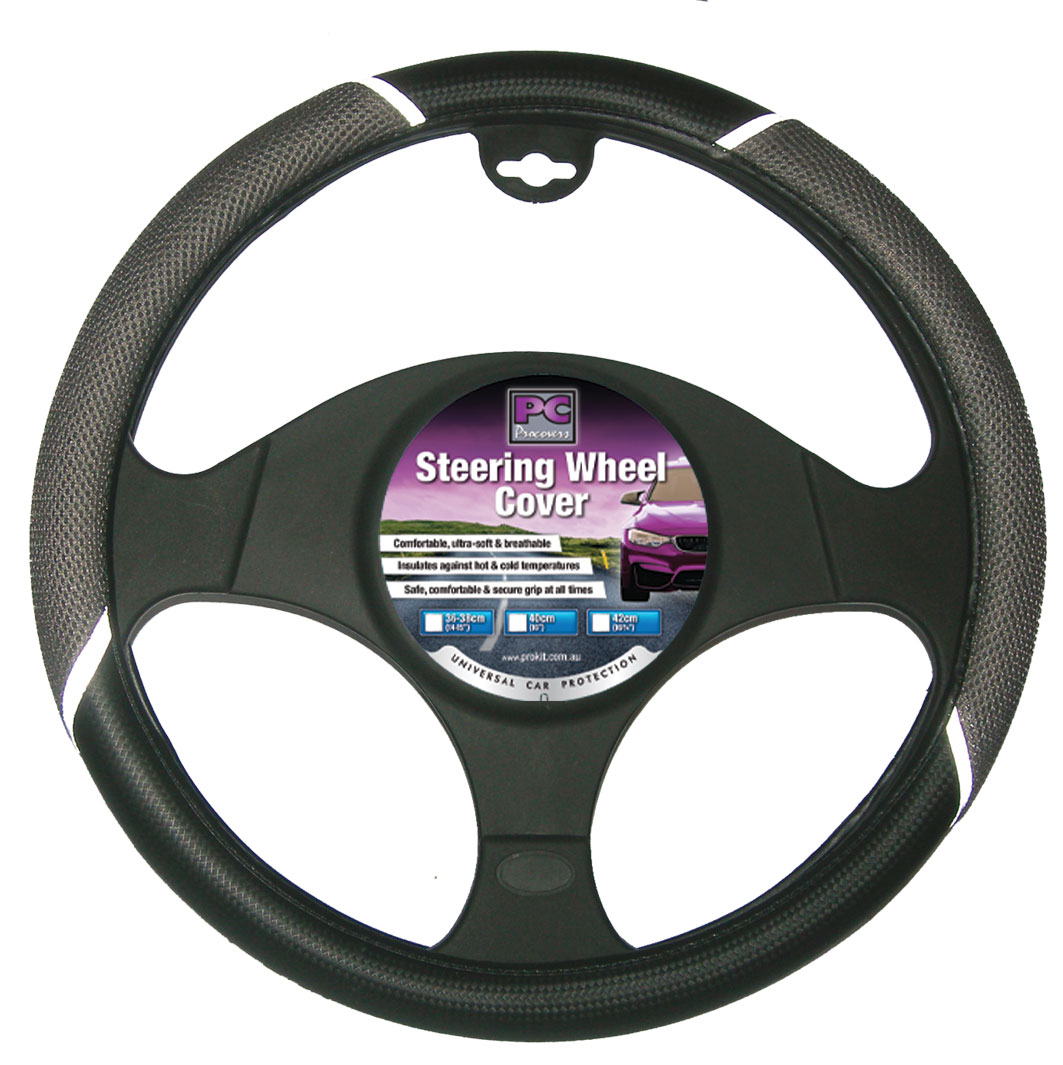 38cm Gray, Breathe Free & Anti-Slip Steering Wheel Cover