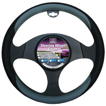 38cm Dark Grey / Light Grey, Velvet Feel Two Tone Steering Wheel Cover