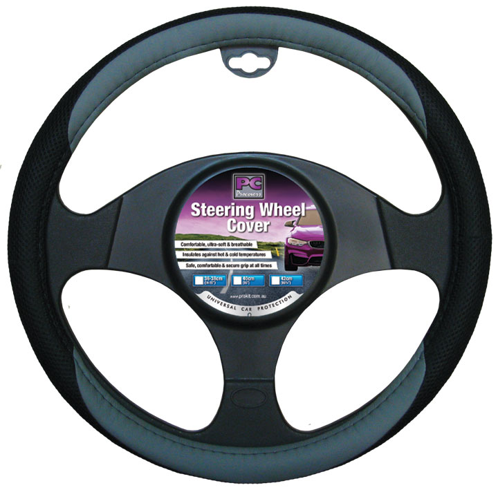 38cm Dark Grey / Light Grey, Velvet Feel Two Tone Steering Wheel Cover