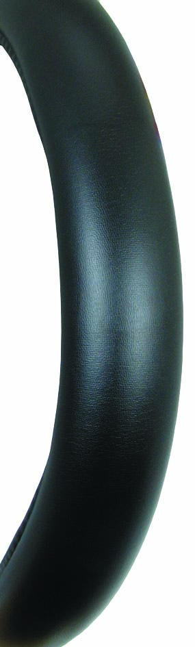 40cm Black, Smooth Leather Look Steering Wheel Cover