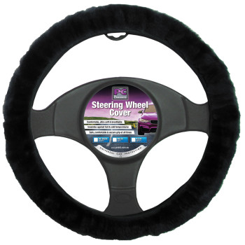 38cm Black Sheep Skin Steerig Wheel Cover