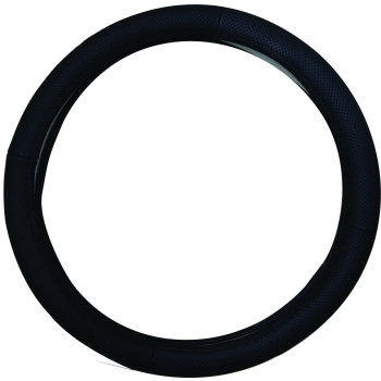 38cm Black, Perforated Genuine Leather Steerig Wheel Cover