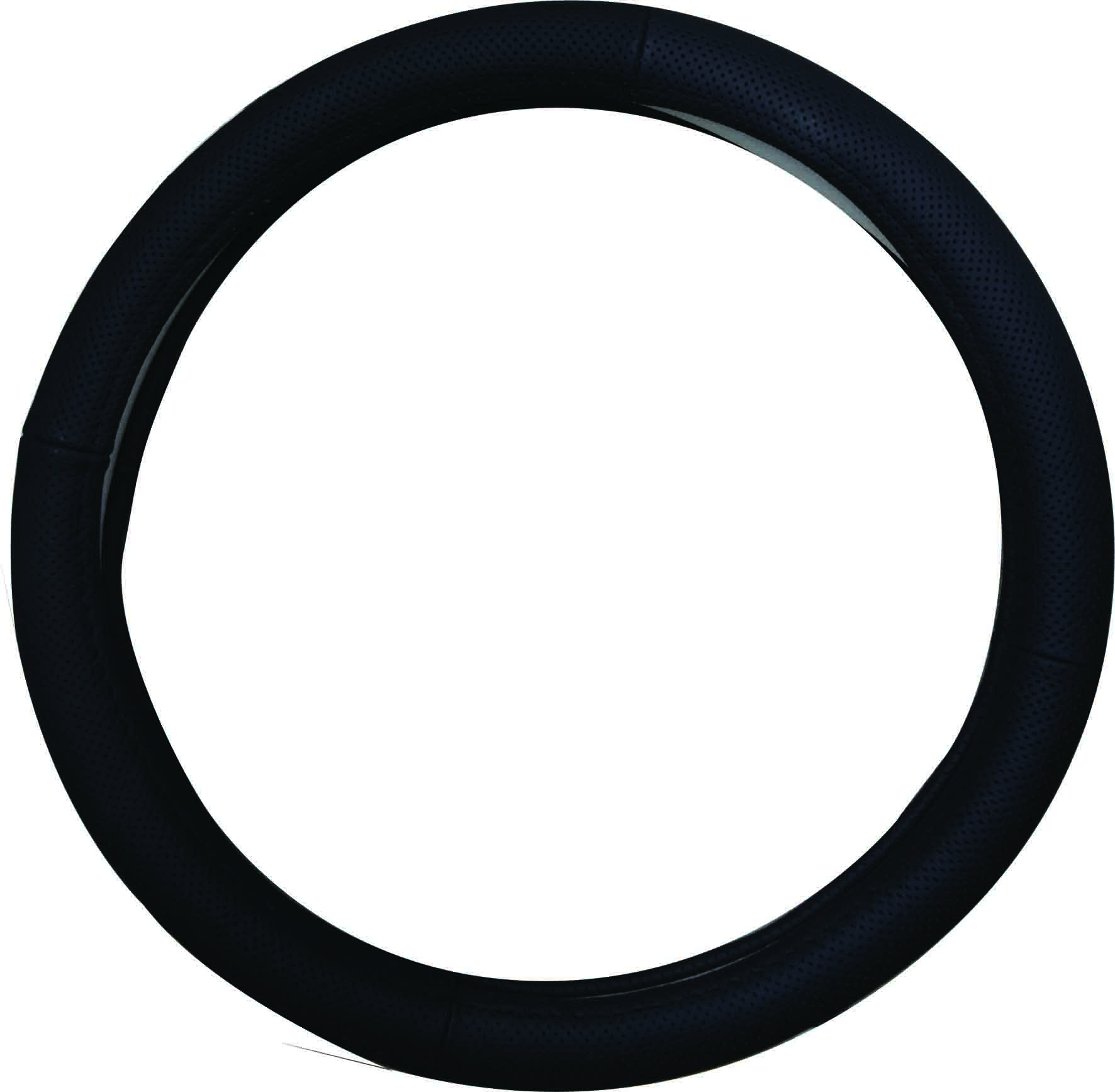 38cm Black, Perforated Genuine Leather Steerig Wheel Cover