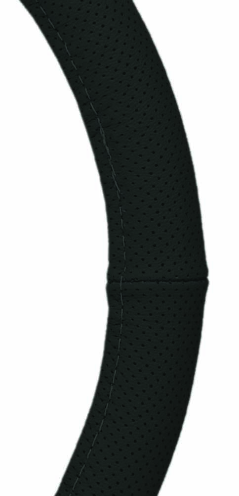 38cm Black, Perforated Genuine Leather Steerig Wheel Cover