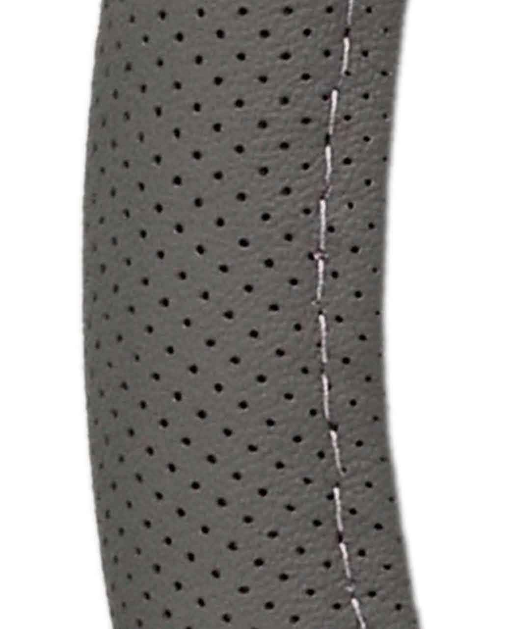 38cm Dark Gray, Perforated Genuine Leather Steerig Wheel Cover