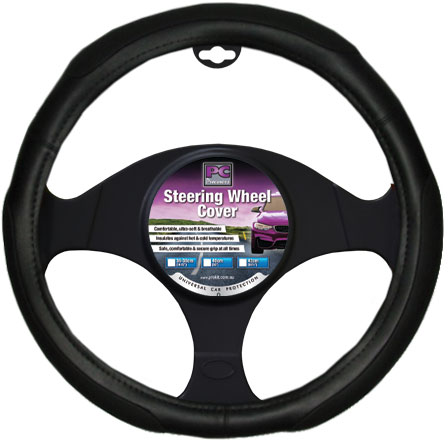 38cm Black,  Soft Grip 3 Padded Steering Wheel Cover