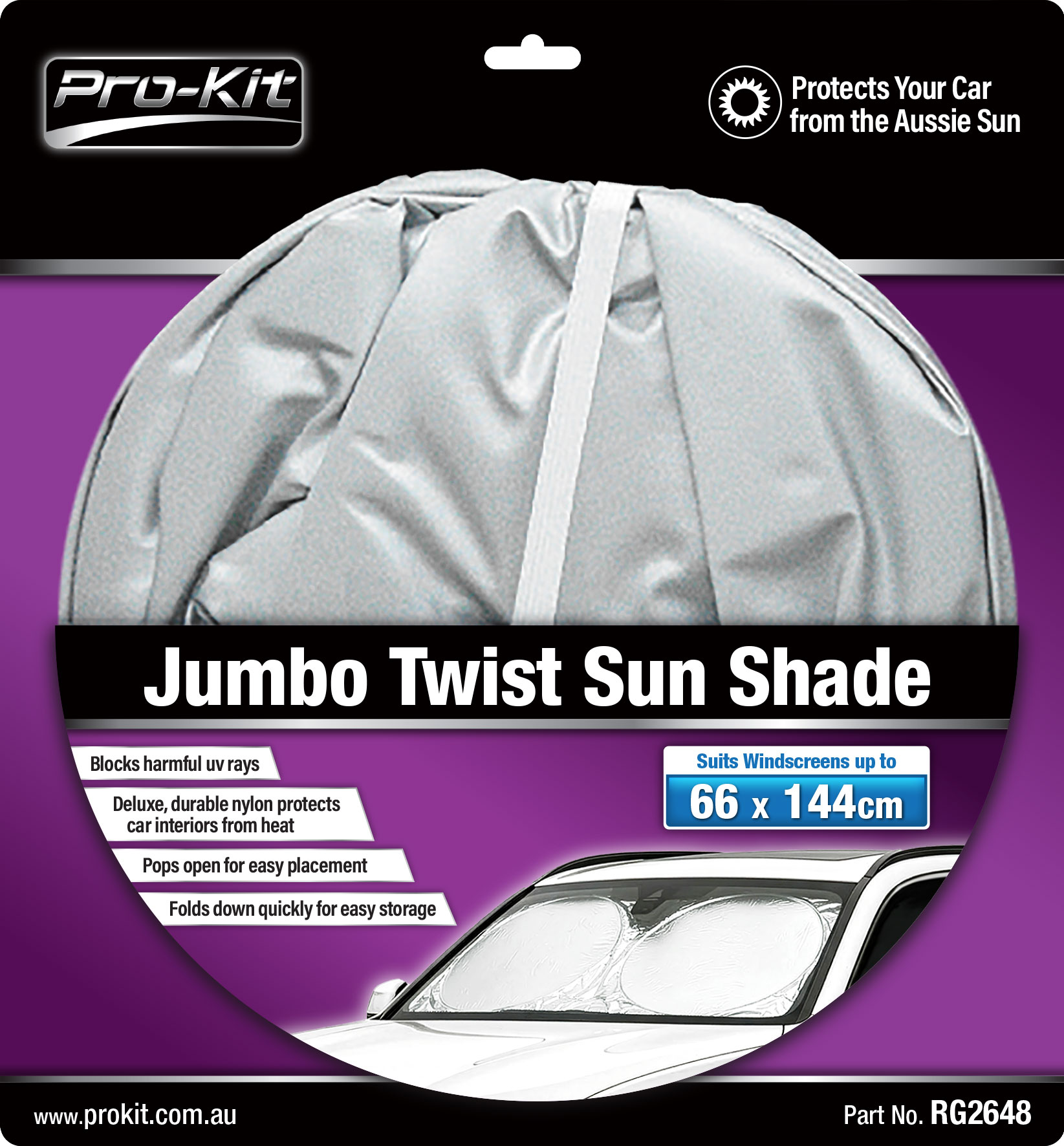 Jumbo Front Twist Sun Shade  for Large Cars – 66 x 144cm