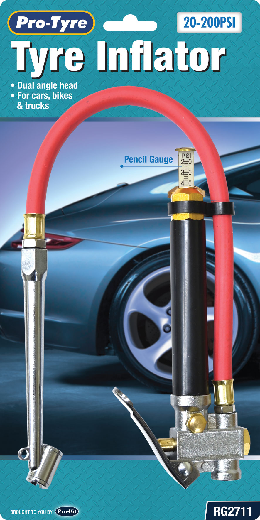 DRIVE WAY STYLE TYRE INFLATOR – WITH PENCIL GAUGE