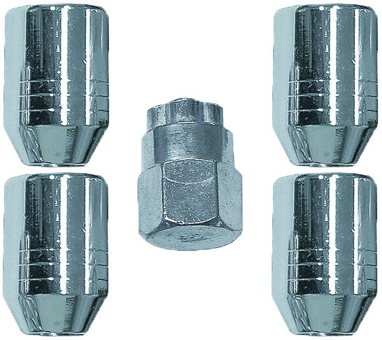LOCK NUT SET – 5pc STEEL WHEEL CHROME 12MM X 1.25