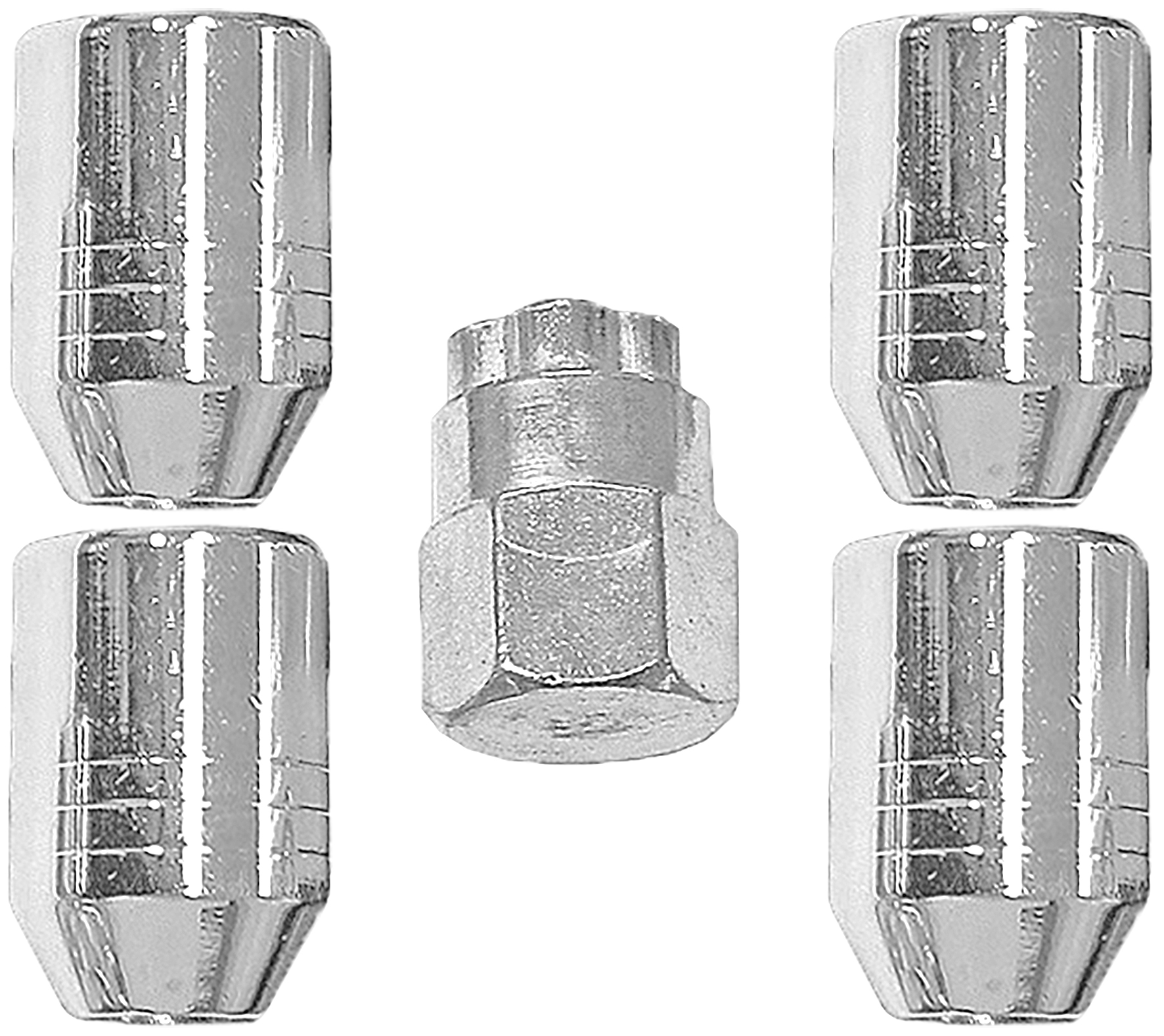 LOCK NUT SET – 5pc STEEL WHEEL CHROME 7/16”