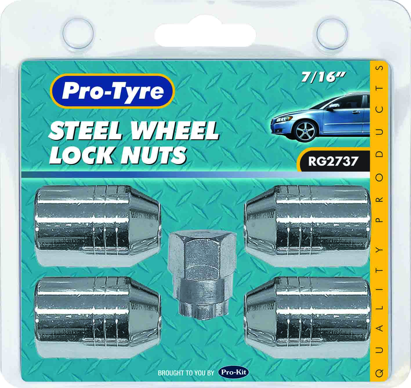LOCK NUT SET – 5pc STEEL WHEEL CHROME 7/16”