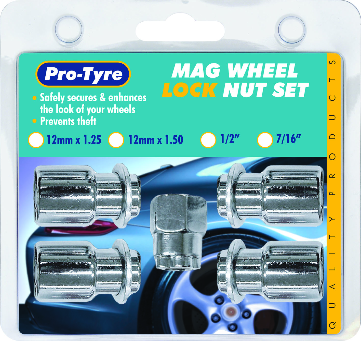 LOCK NUT SET – 5pc MAG WHEEL CHROME 12MM X 1.50