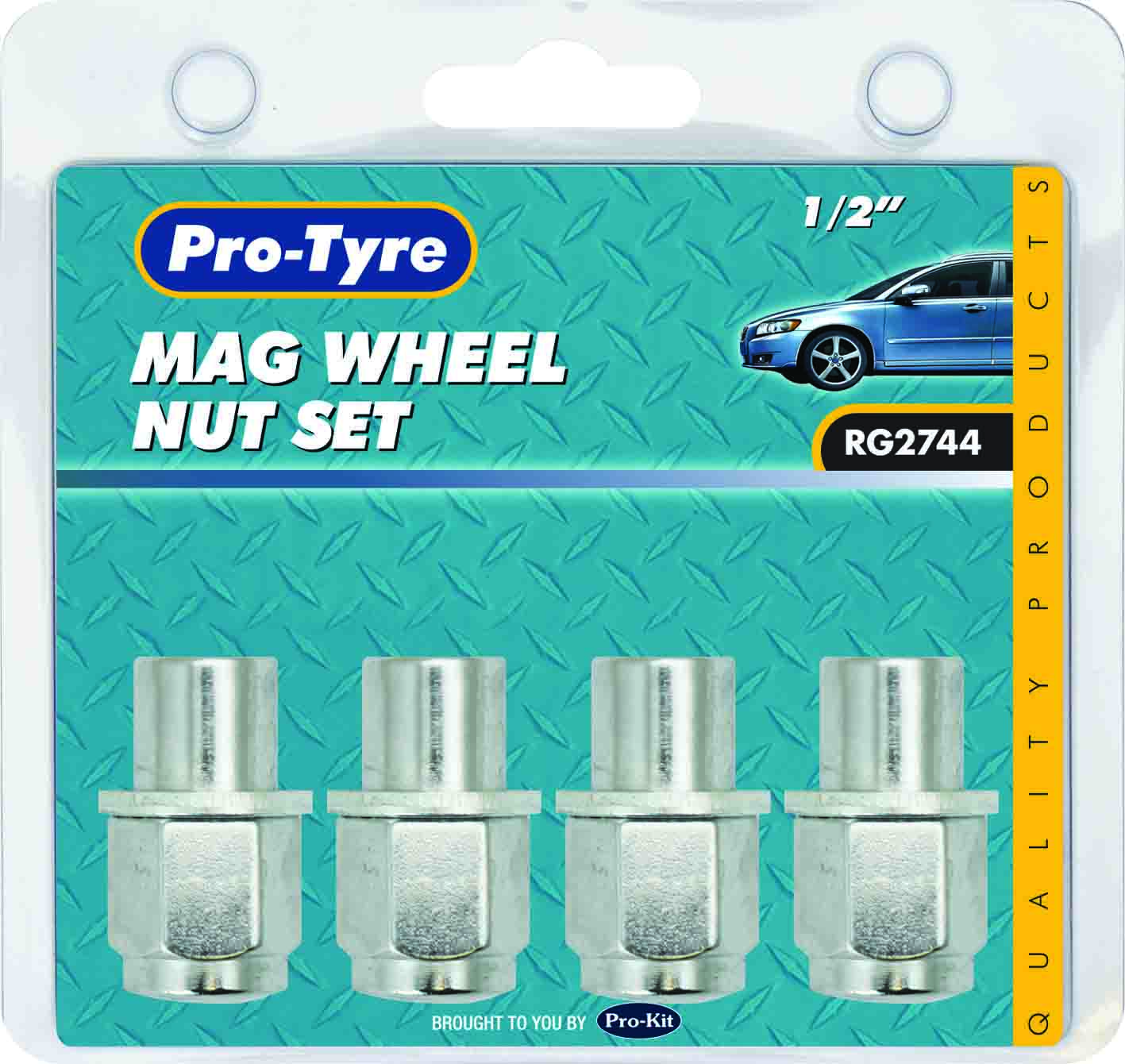 WHEEL NUT SET – 4pc MAG WHEEL CHROME 1/2”
