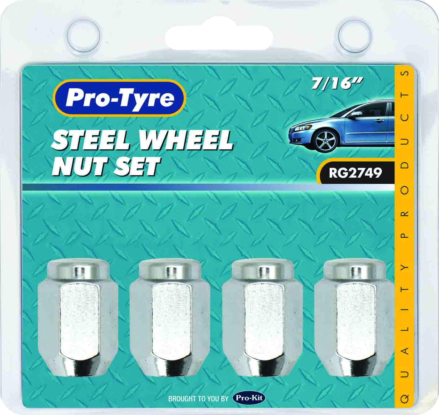 WHEEL NUT SET – 4pc STEEL WHEEL CHROME  7/16”