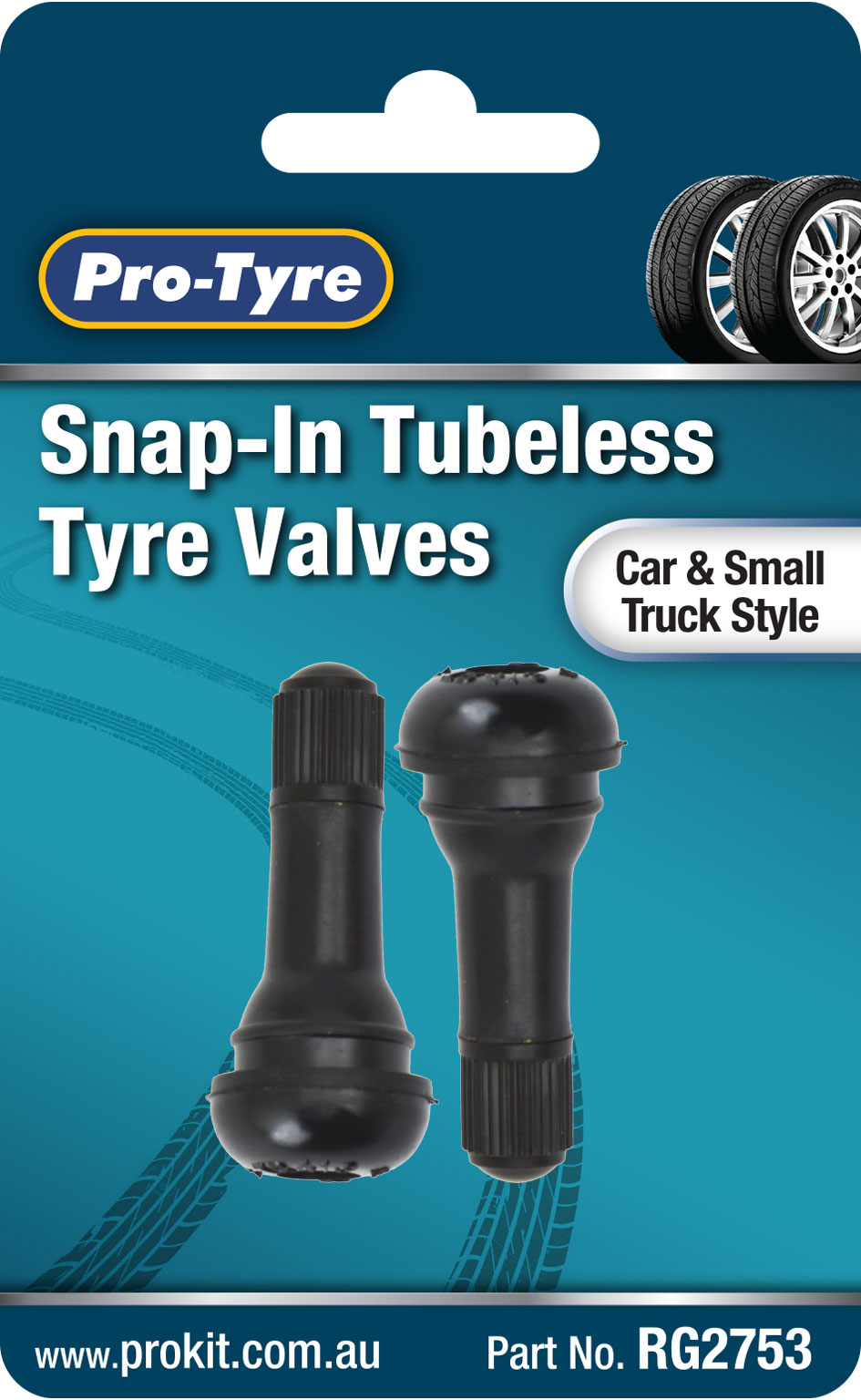 TYRE VALVES – 2pc SNAP-IN TUBELESS SUIT CARS