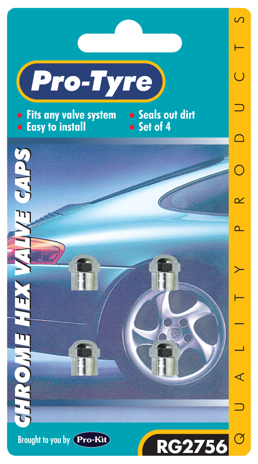 VALVE CAPS – 4pc CHROME HEX