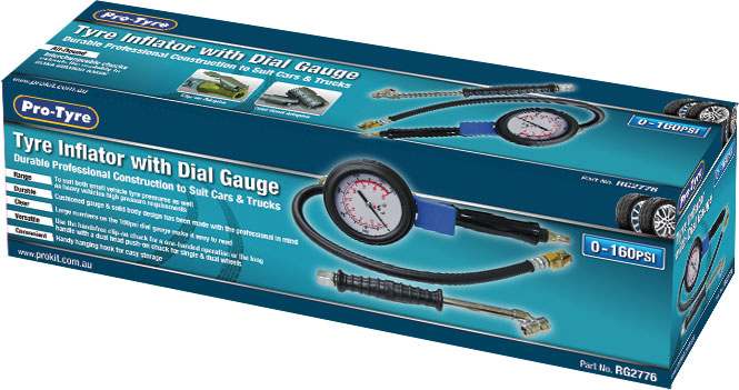 TYRE INFLATOR – WITH DIAL GAUGE H/DUTY WITH 2 ADAPTORS