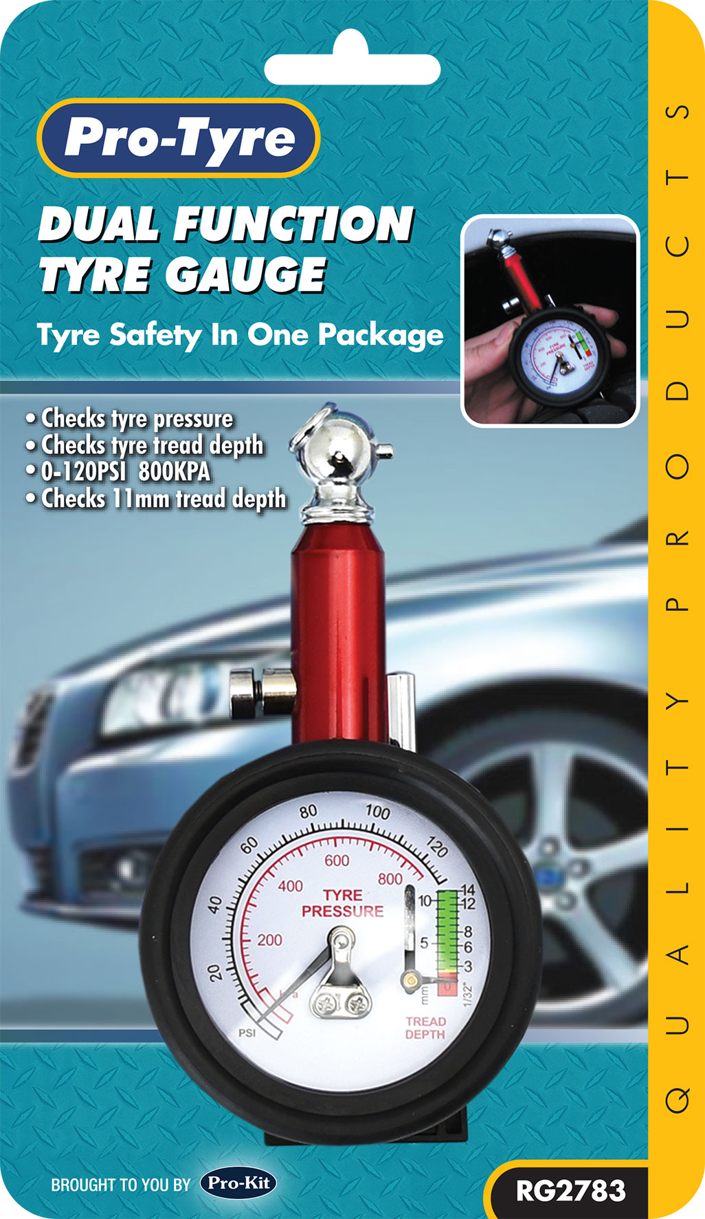 TYRE GAUGE – DIAL GAUGE WITH TREAD DEPTH GUAGE  HEAVY DUTY