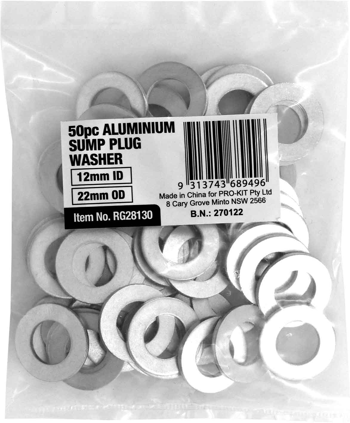 ALLUMINIUM SUMP – 50pc 12MM ID 22MM OD WASHER