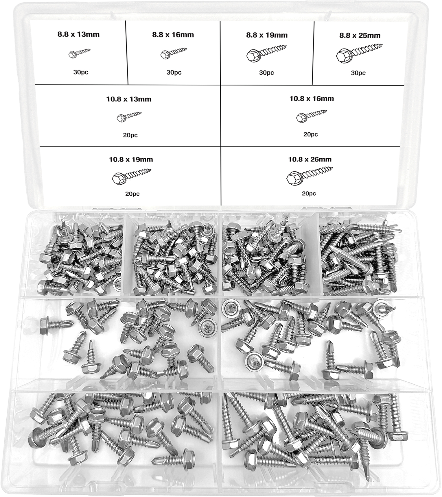 200pc SELF-DRILLING SCREWS