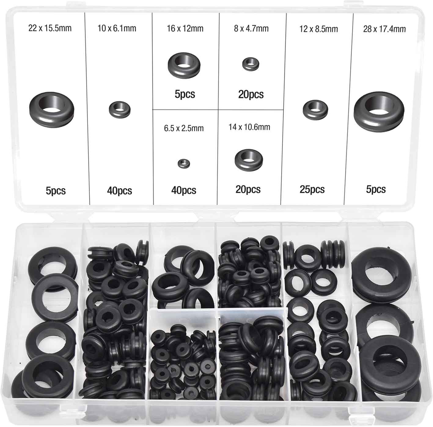 180pc RUBBER GROMMETS